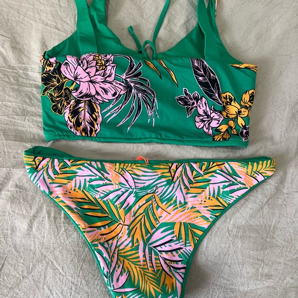Maaji Tropical Leaf Print Bikini — Green, Pink & Yellow - Picture 13 of 14